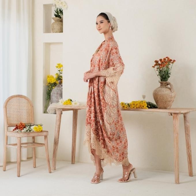 KAFTAN BATIK/PUSPITA DRESS/KAFTAN BATIK VISCOSE- Teracota TK