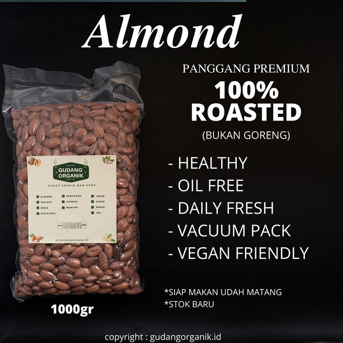 

1Kg Kacang Almond Panggang Kupas Tawar Blue Diamond
