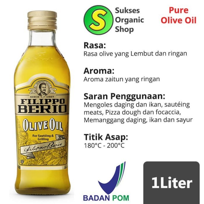 

Filippo Berio Pure Olive Oil 1Liter/Minyak Zaitun Murni Filipo Berio