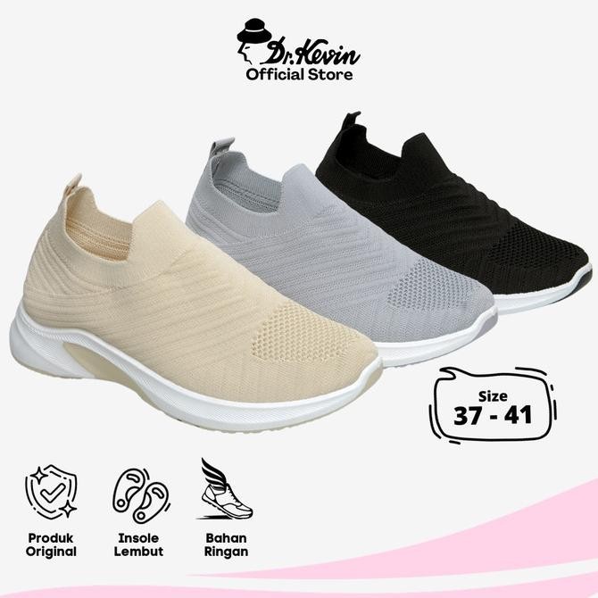 Dr. Kevin Sepatu Olahraga Wanita Sneakers Flyknit Slip On 589-034