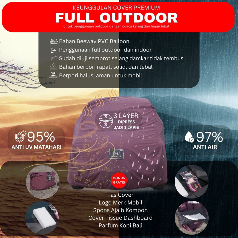 BEST SELLER D'COVERIN cover mobil premium TAHAN HUJAN waterproof 99% bahan OUTDOOR dijamin pas