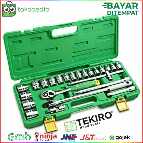 Kunci Shock Set Tekiro 24 Pcs Full Set 8 - 32 Mm Tool Box Besar Rachet Kunci Shock