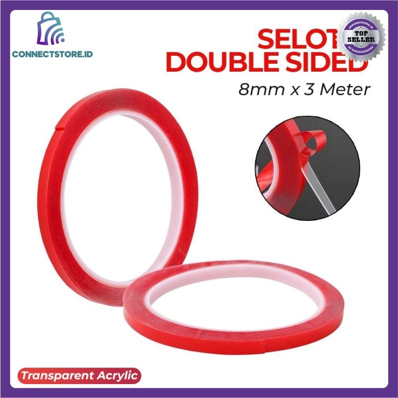

Selotip Double Sided Tape Transparent Acrylic 3M - Merah