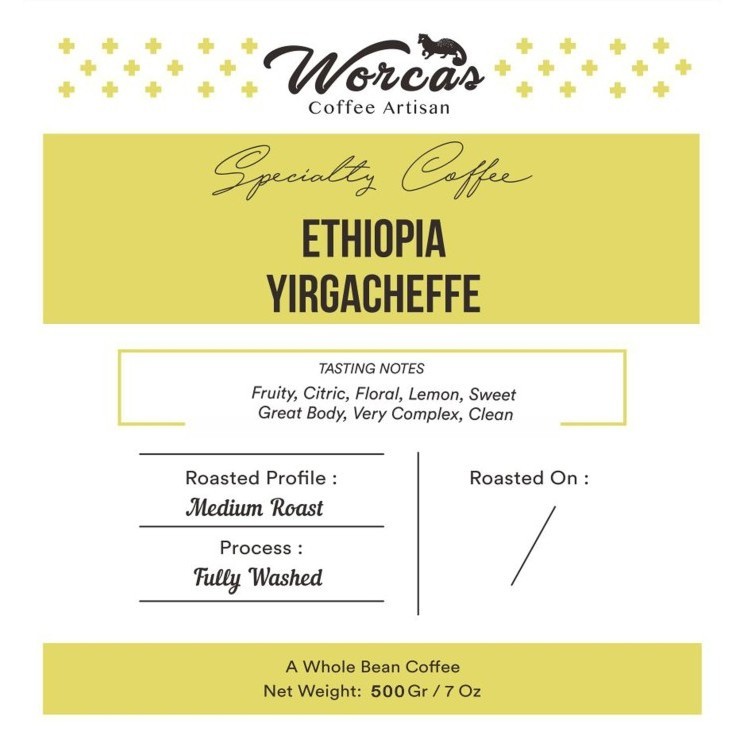 

Worcas Arabica Ethiopia Yirgacheffe 500 Gram - Medium Roasted Coffee