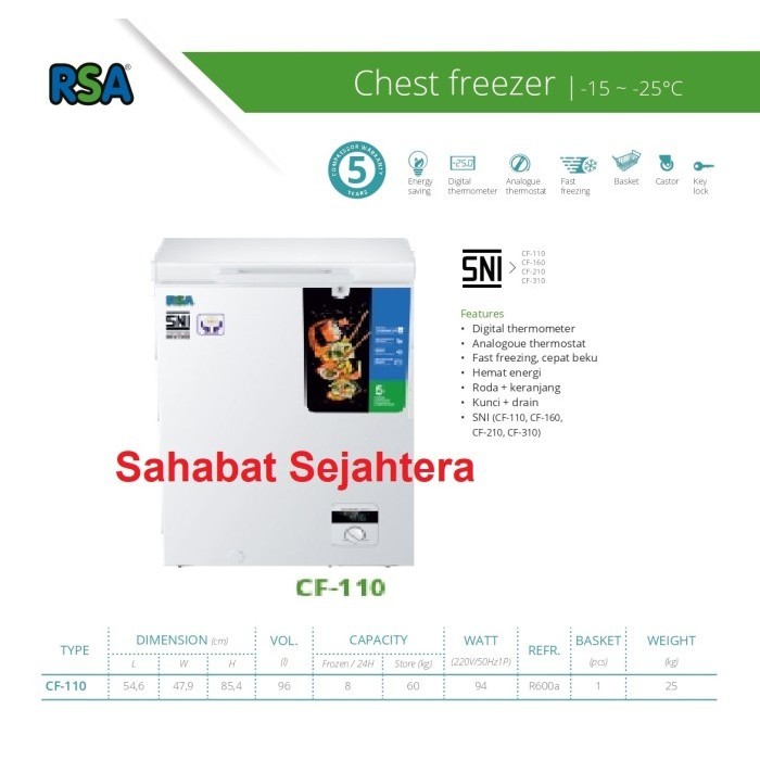 CHEST FREEZER RSA CF 110 BOX FREEZER