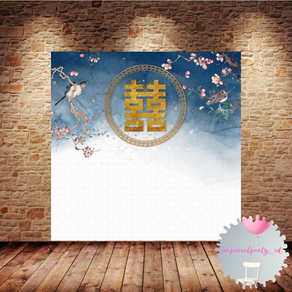 DCF Custom Backdrop Banner Spanduk Lamaran Sangjit Tunangan Shuangxi Simple 3 TERLARIS