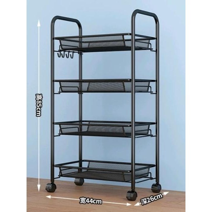 Trolley Portable Rak Besi 5 Tingkat Serbaguna Roda Troli Barang Dapur