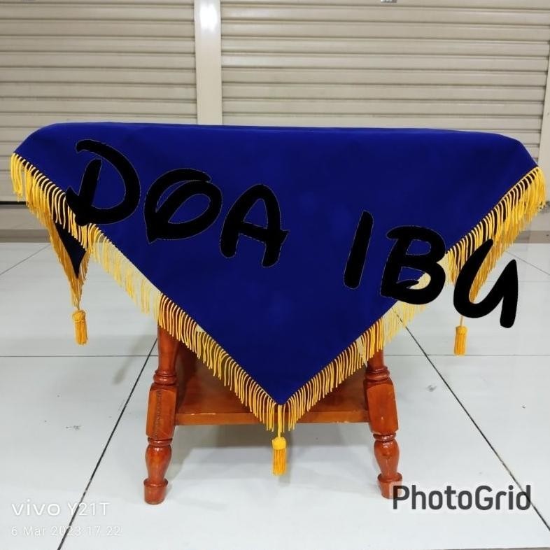 RTY alas baki upacara bendera alas baki paskibra polos pake rumbai warna biru BENHUR TERLARIS