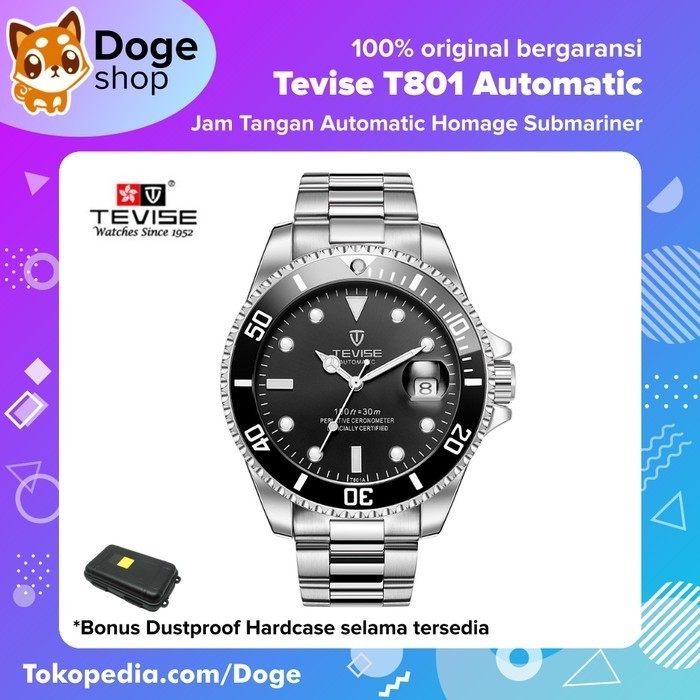 TEVISE T801 AUTOMATIC SUBMARINER HOMAGE WATCH JAM TANGAN ORIGINAL