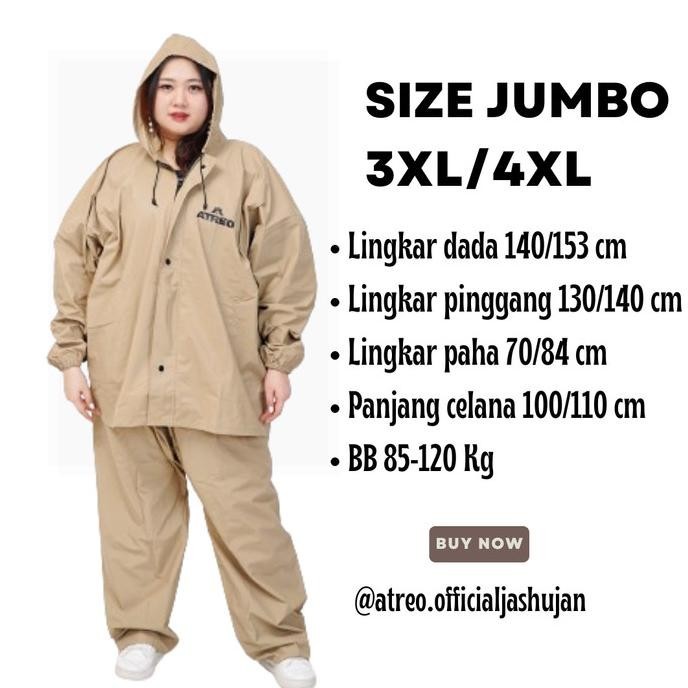 Jas Hujan Mantol Rain Coat Jumbo ATREO Unisex Pria Wanita XXXL XXXXL
