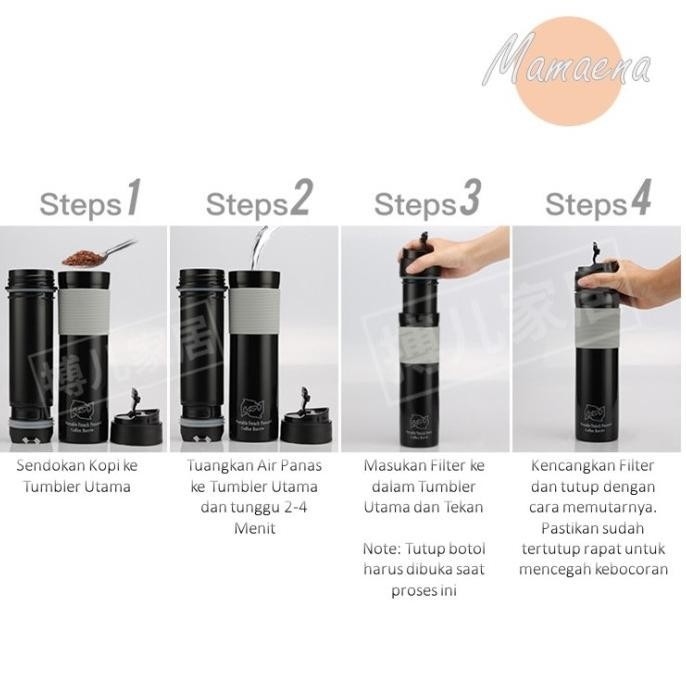 French Press Coffee Tumbler for Travelling - Botol Filter Kopi Tubruk