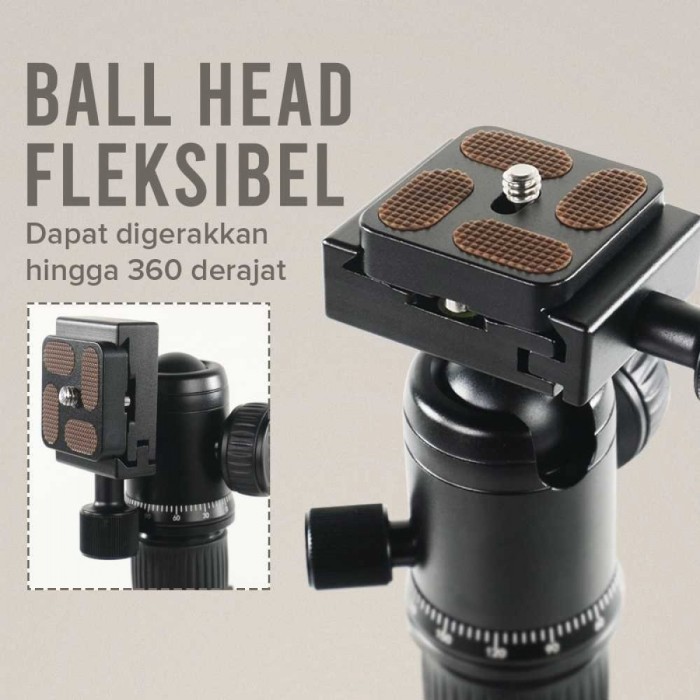 TRIPOD MINI DSLR HP PORTABEL TRAVELING BALL HEAD FLEKSIBEL ALUMINIUM