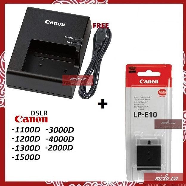 [BARU] [NEW] Battery & Charger Canon EOS 1100D 1200D 4000D 1300D 1500D 2000D LP-E10 Baterai Cadangan