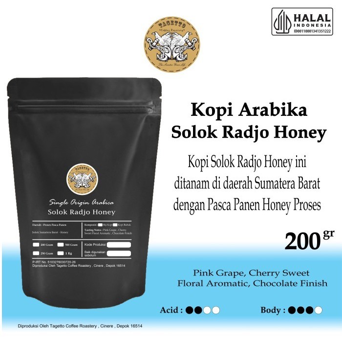 

Ready KOPI ARABIKA SOLOK RADJO HONEY 200GR SPECIALTY (BIJI / BUBUK)