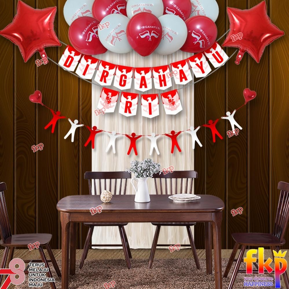 CR - FUN KIDS PARTY Paket Dekorasi Balon Dirgahayu RI / Balon HUT RI / Dekorasi 17an Agustusan / Hia