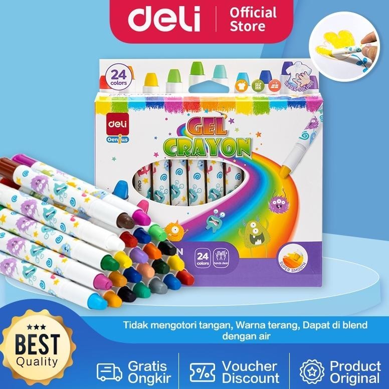 

GTU-712 Deli Gel Crayon / Krayon 12 24 Warna Tidak Mengotori Tangan Bersertifikat Aman EC211 Viral