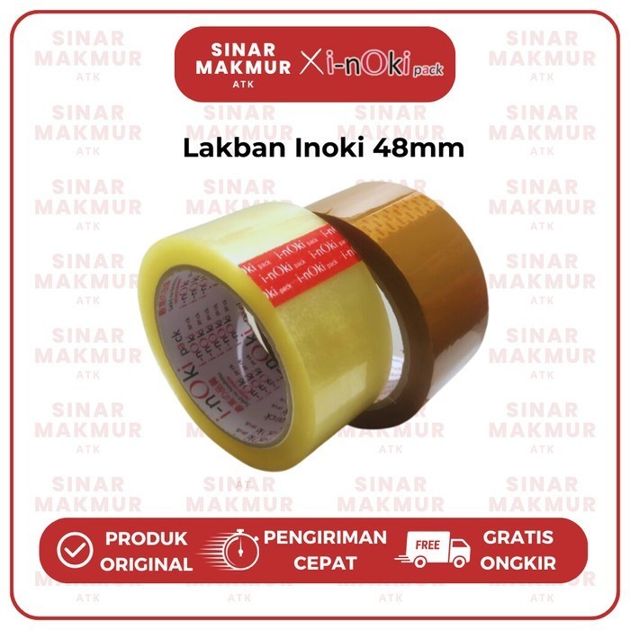 

OPP Tape/Lakban/Perekat Transparan/Coklat 48 mm/2 Inch Inoki (Slop) K01