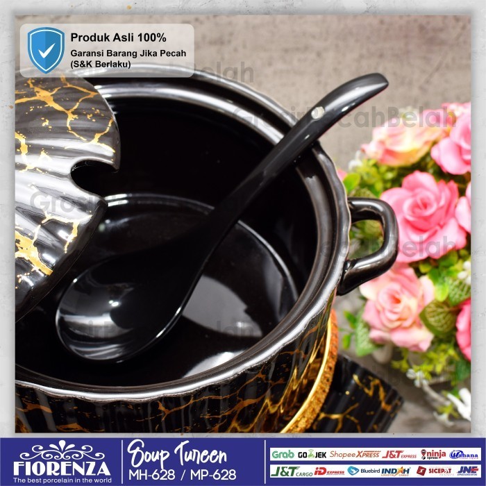 Mangkok Set Sop Keramik Dengan Rak Fiorenza Motif Marble 628