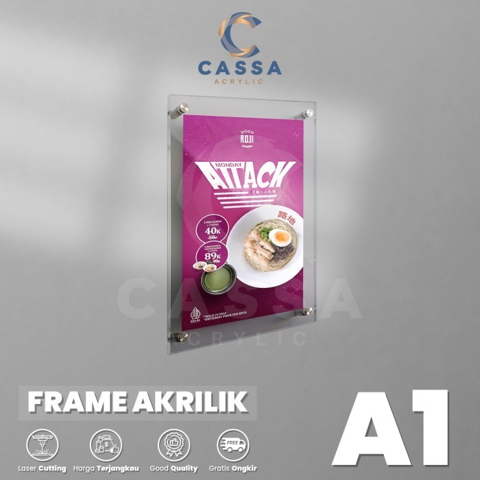 Frame Dinding Akrilik / Bingkai Display Poster Akrilik Ukuran A1