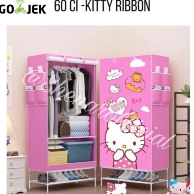 Murah Lemari Pakaian / Lemari Baju / Lemari Anak / Lemari Portable Buka Atas Lebar 60 Cm Shenar Maka