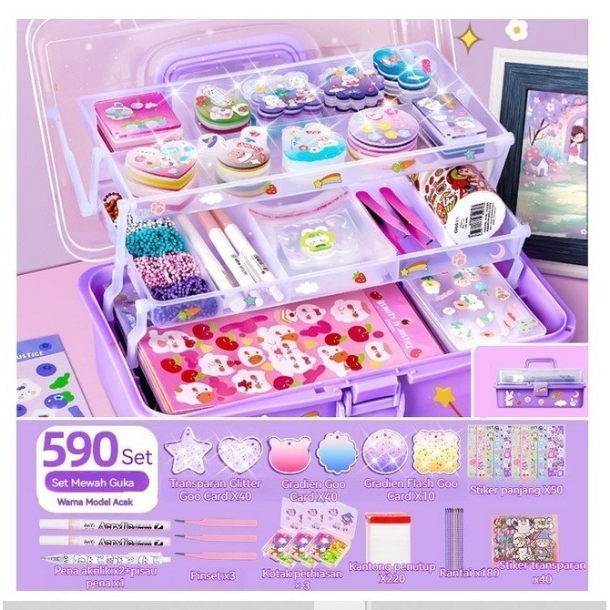 

505Pcs Gantungan Kunci Akrilik Set Artu Stiker Mainan Anak Perempuan 6