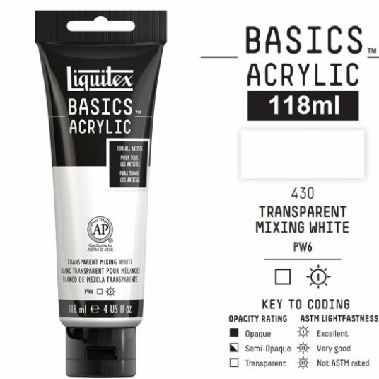 

Ready LIQUITEX BASICS ACRYLIC 118 ML TRANSPARENT MIXING WHITE