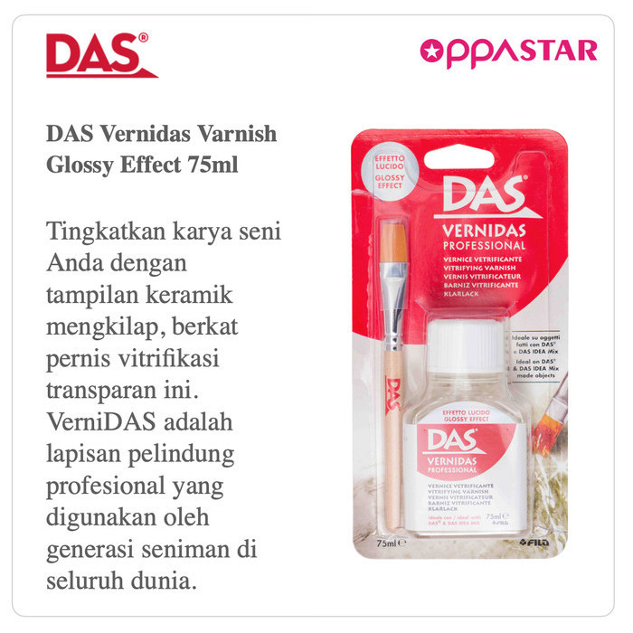 

Ready Das Vernidas Profesional 75 ml Free Kuas Clay Varnish Transparan Gloss