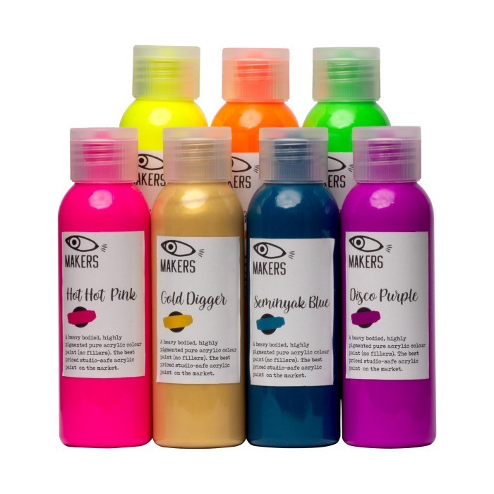 

Ready Acrylic Neon Paint Series Set of 7 100 ml by MAKERS