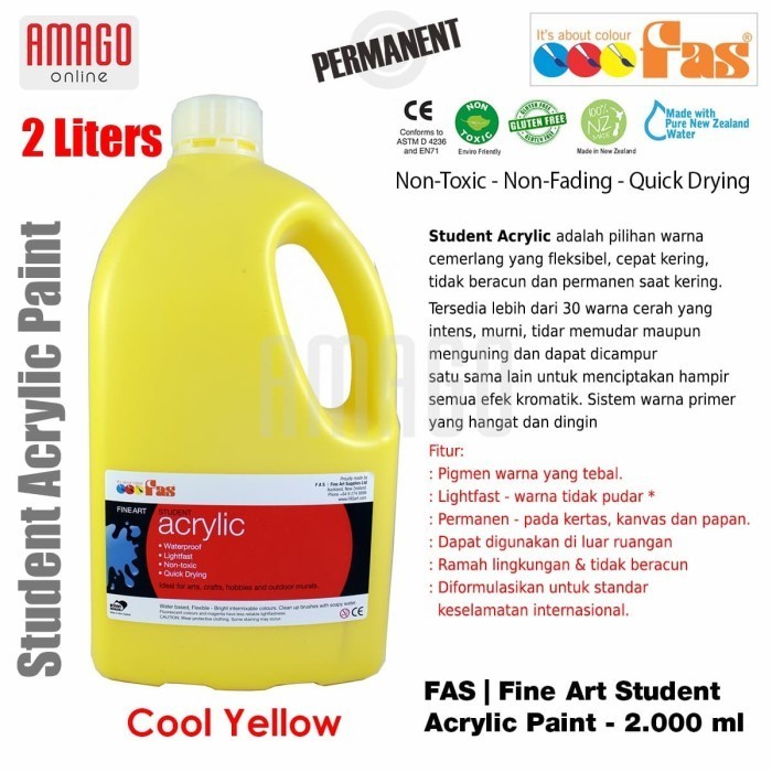 

Ready FAS - STUDENT ACRYLIC PAINT - 2 LITER - COOL YELLOW