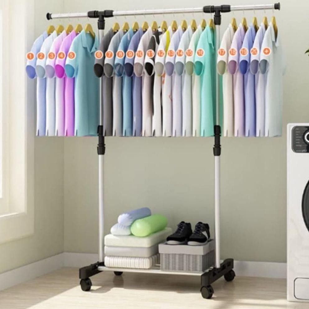 Double Pole / Single Pole/Gantungan Baju / Stand Hanger Double Promo