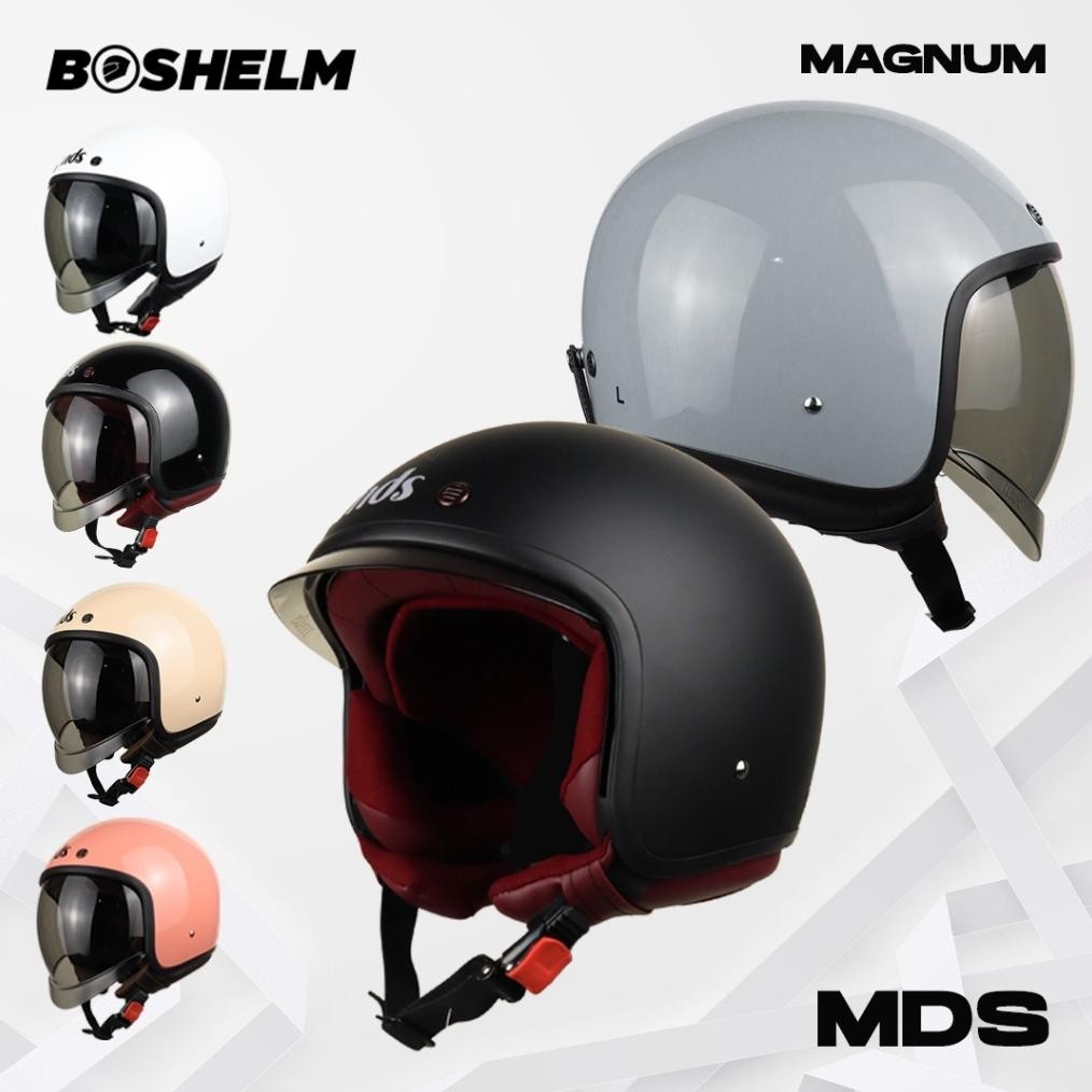 BOSHELM Helm Retro MDS MAGNUM SOLID Helm Half Face SNI