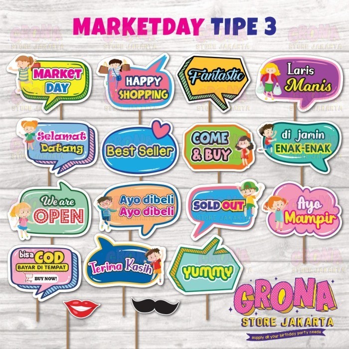 Ready Photobooth Market Day 3/ Acc Photo Props Market Day / Aksesoris Foto