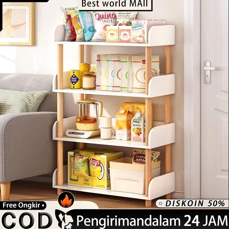 rak makanan ringan Kayu Rak Buku Minimalis 6 Susun Rak Kayu Lemari Buku