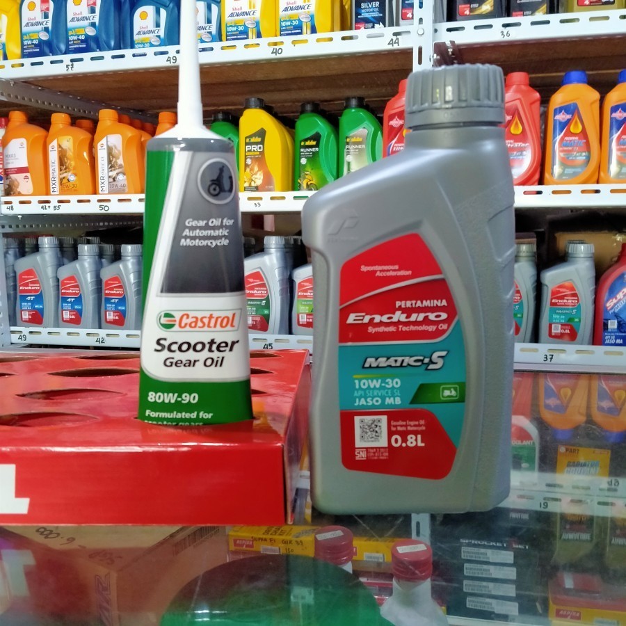 Paket Oli enduro matic-S 10w-30 0.8L + gardan castrol 80w-90
