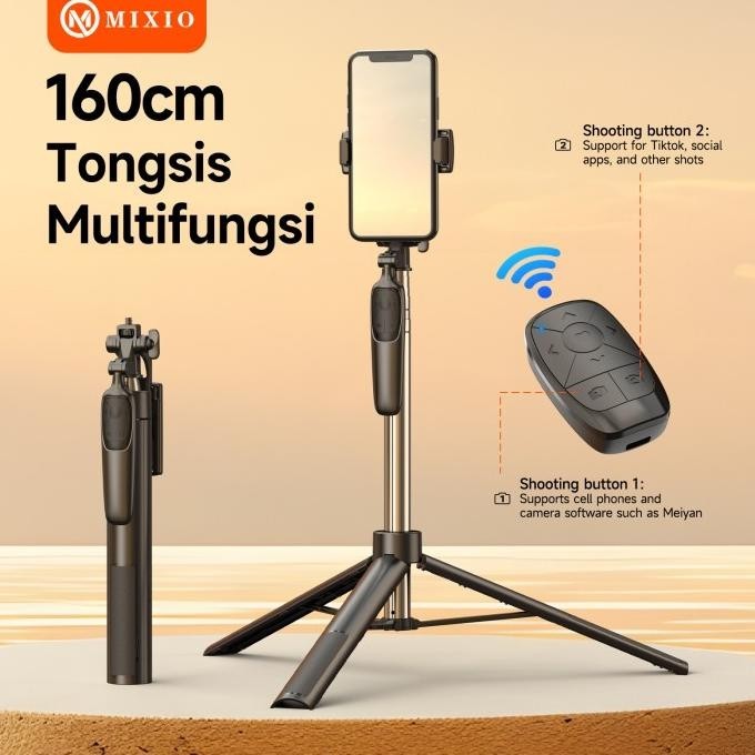 MIXIO A36 - 160CM Tongsis Bluetooth Selfie Stick Tripod with Remote