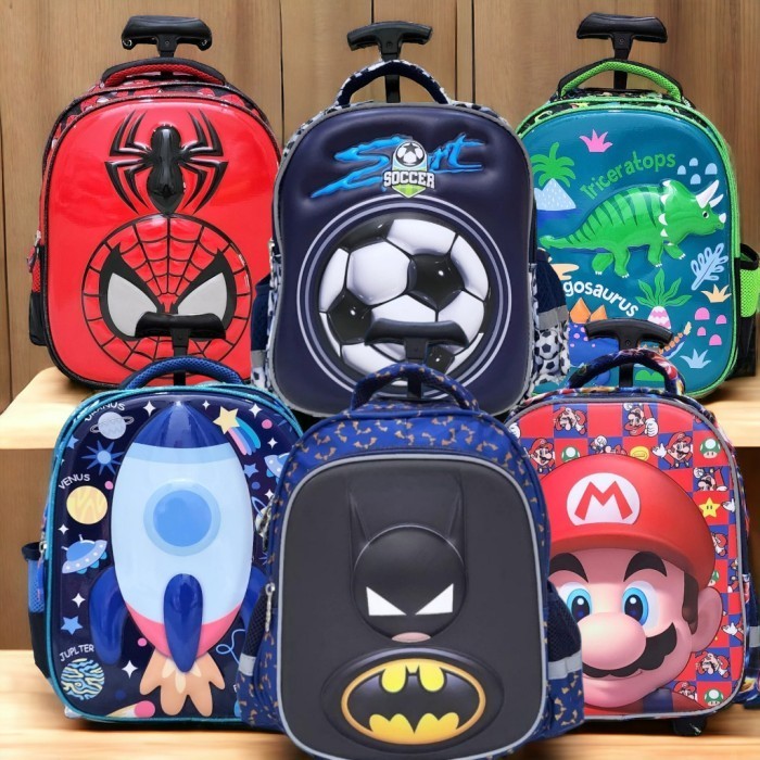 Tas Troli Anak Laki Batman Ransel Anak Tk Tas Dorong Koper Spiderman