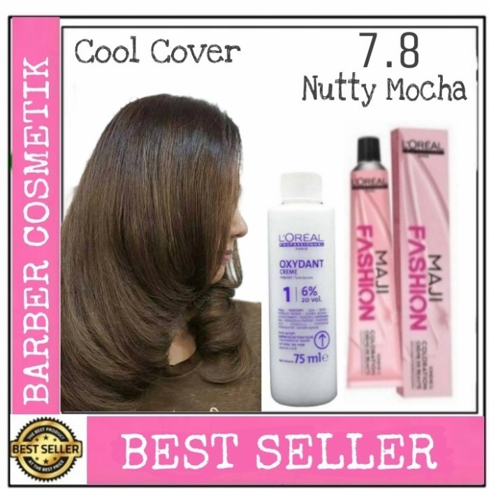 CAT RAMBUT LOREAL MAJI FASHION MAJIFASHION 7.8 NUTTY MOCHA + OXIDANT