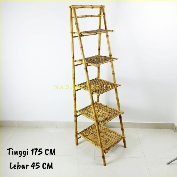 RAK DEKORATIF SUSUN SERBAGUNA BAMBU CENDANI / RAK BAMBU LIPAT B77S