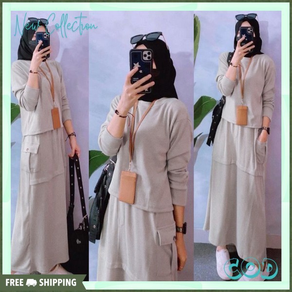 One Set Baju Dan Rok 1 Set Remaja Korean Style Bju Wsnita Outfit Kece Satu Stel Ootd Bsju Skirt Prem