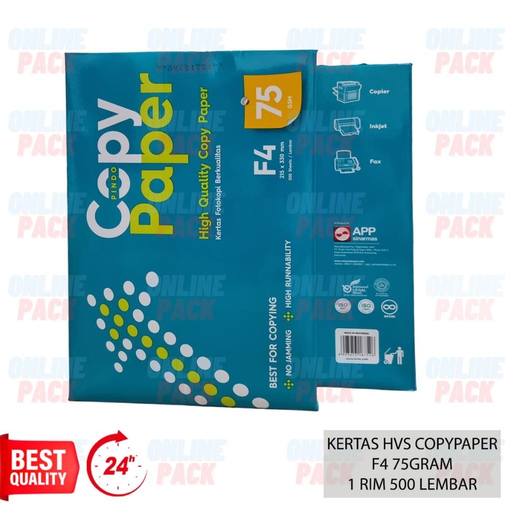 

hjg-7 KERTAS HVS COPYPAPER COPY PAPER F4 FOLIO 75GR 75 GRAM 1 RIM 500 LEMBAR PRINT PAPER Termurah