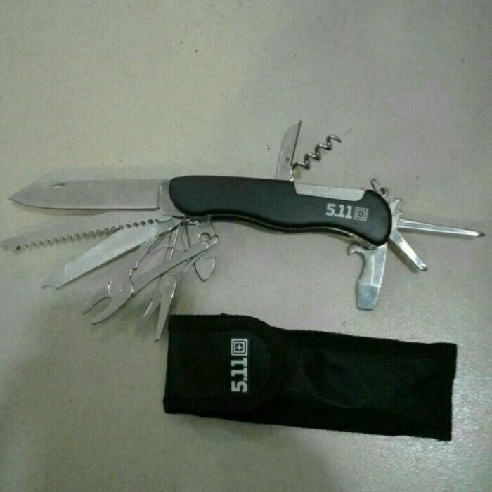 Pisau Lipat Multitools 511 Pisau Gunting Pembuka Botol Outdoor Multi
