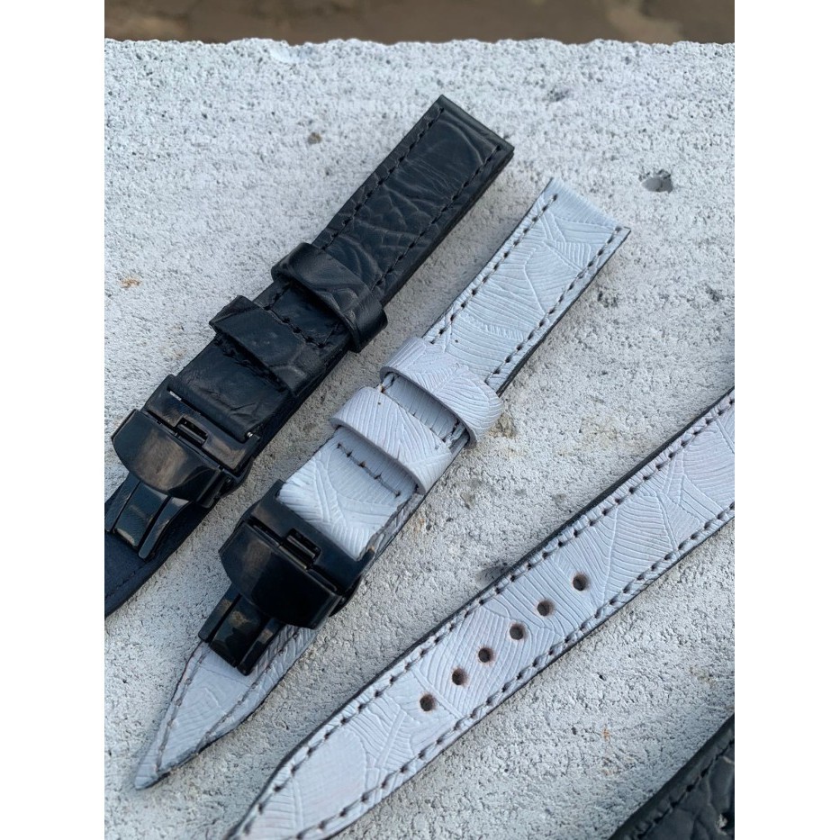 STRAP TALI JAM TANGAN KULIT ASLI HANDMADE 19 MM BUTTERFLY UNTUK SEIKO MURAH