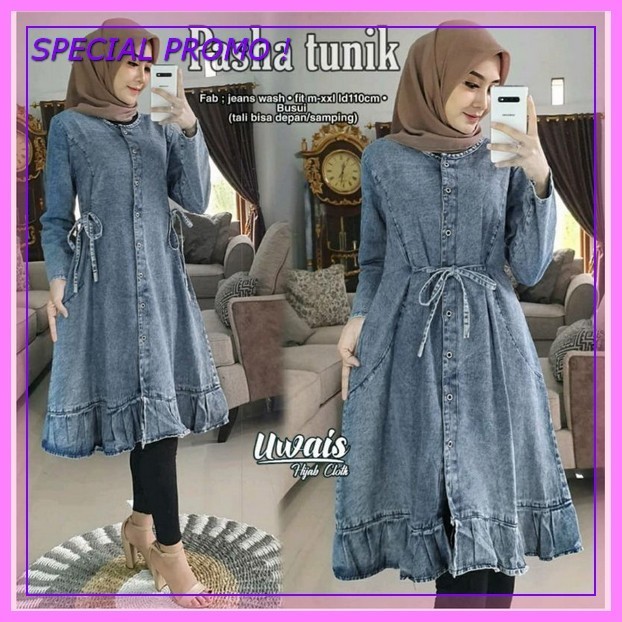 Tunic Model Terbaru 2024 Outfit Tunij Ibu Ibu Korean Style Tubik Bahan Tebal Long Tunix Termurah Wan