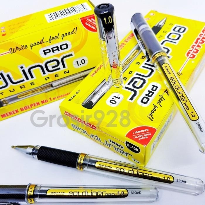 

(Per 12) Pen / Pulpen Gel 1.0 Standard Bold Liner PRO Black Import