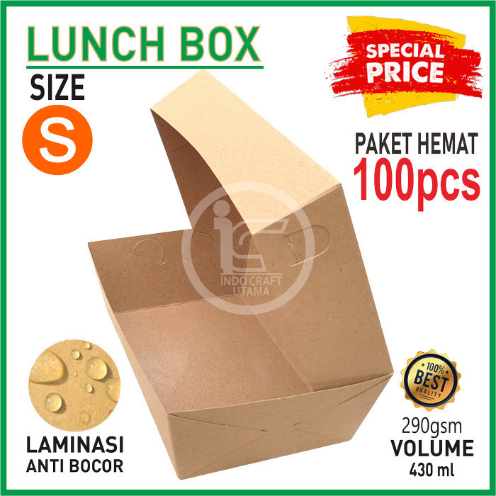 Kotak Makan Kertas Box Kraft Dimsum Takoyaki Grosir Size S Paket 100