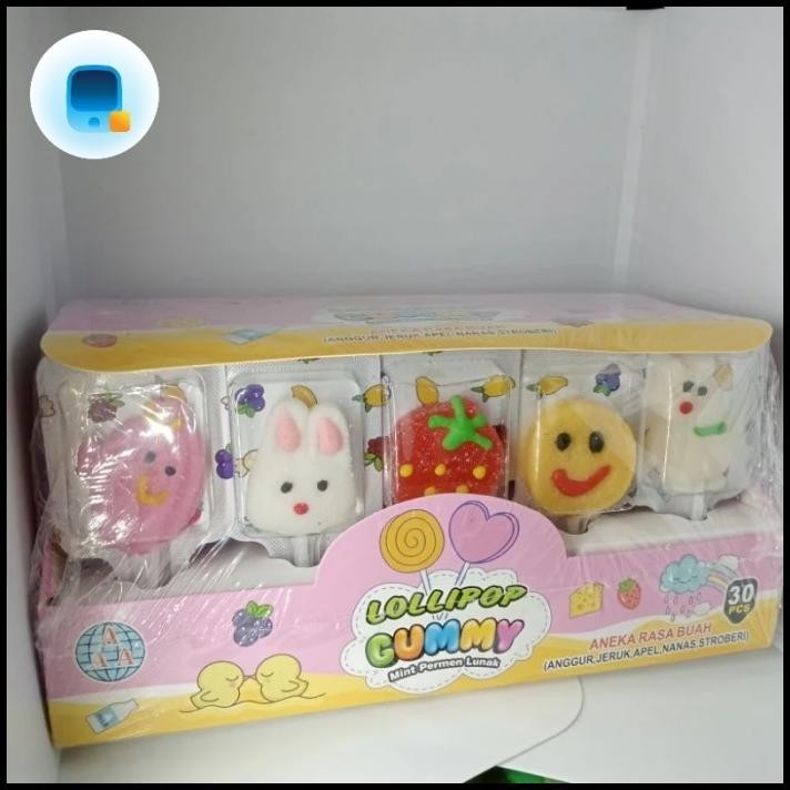 

TERBARU PERMEN YUMY GUMMY PERMEN LOLLIPOP RA BUAH 1 BOX ISI 30 !!!!!!