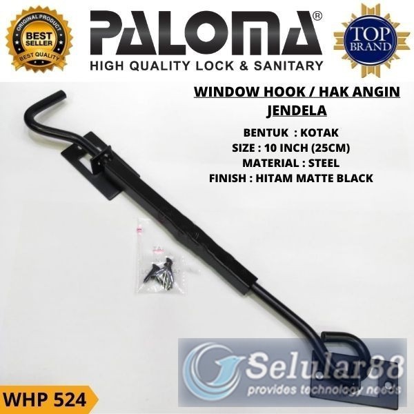 

Paloma WHP524 Window Hook 10inch Penahan Jendela Hak Angin Steel Black