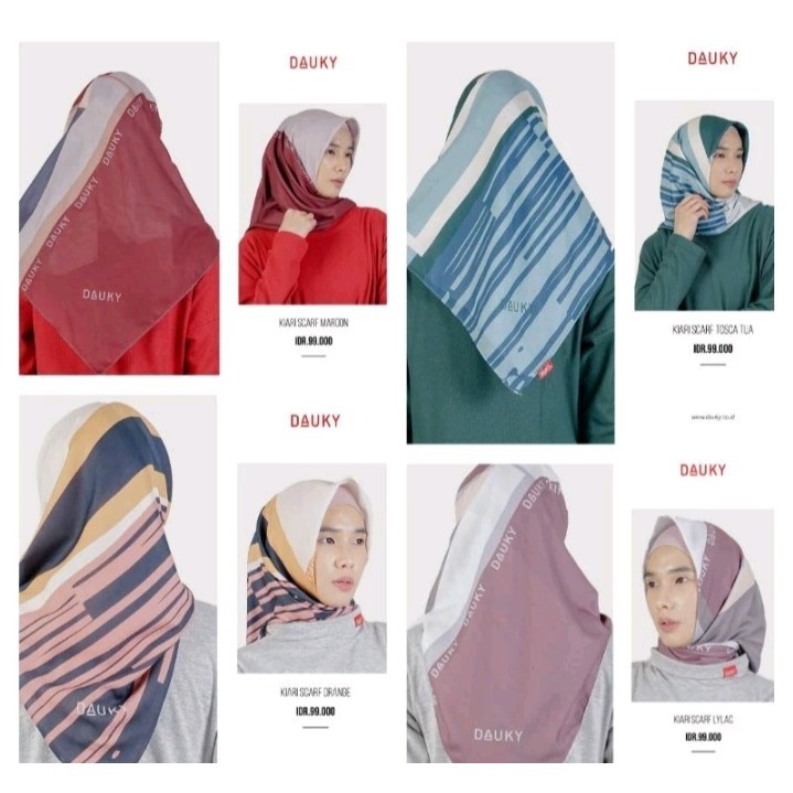 Dauky Segi Empat Polos+motif Kerudung Hijab Jilbab Kiari Scarf