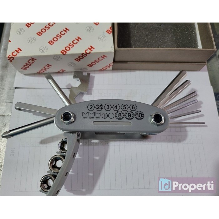 Bosch Kunci L Lipat Tool Kit Sepeda 16pcs Set Hex Wrench Obeng Sok Mur