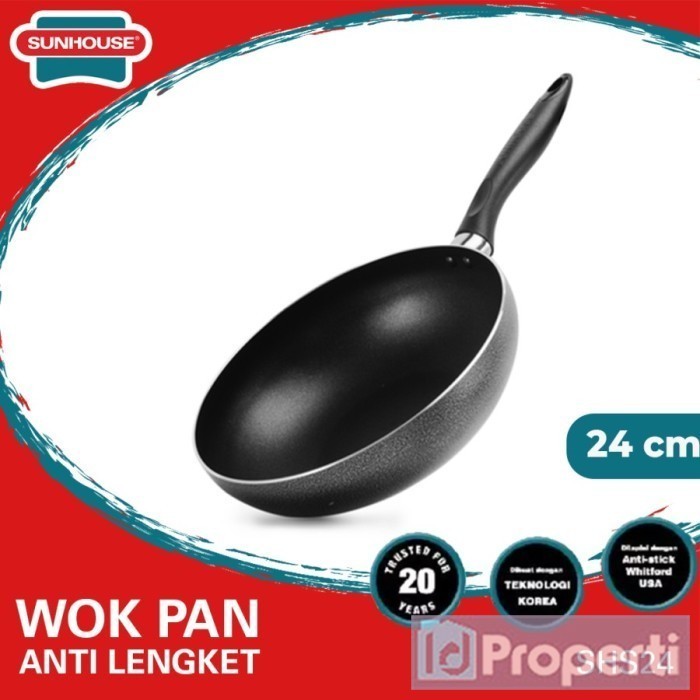 Sunhouse SHS24 Wok Pan 24cm Wajan Penggorengan Tumis Anti Lengket ORI